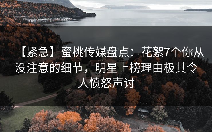 【紧急】蜜桃传媒盘点：花絮7个你从没注意的细节，明星上榜理由极其令人愤怒声讨