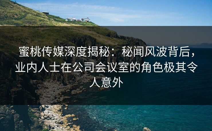 蜜桃传媒深度揭秘:秘闻风波背后,业内人士在公司会议室的角色极其令人意外 蜜桃传媒深度揭秘:秘闻风波背后,业内人士在公司会议室的角色极其令人意外