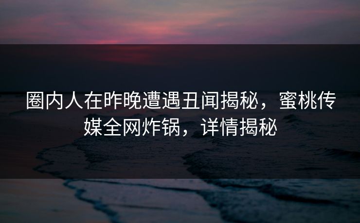 圈内人在昨晚遭遇丑闻揭秘,蜜桃传媒全网炸锅,详情揭秘 圈内人在昨晚遭遇丑闻揭秘,蜜桃传媒全网炸锅,详情揭秘