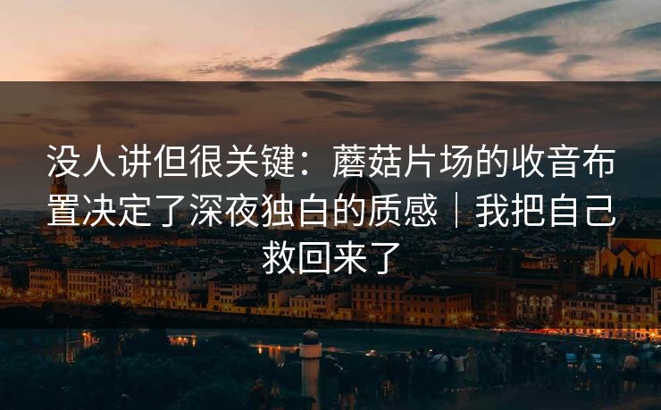 没人讲但很关键：蘑菇片场的收音布置决定了深夜独白的质感｜我把自己救回来了